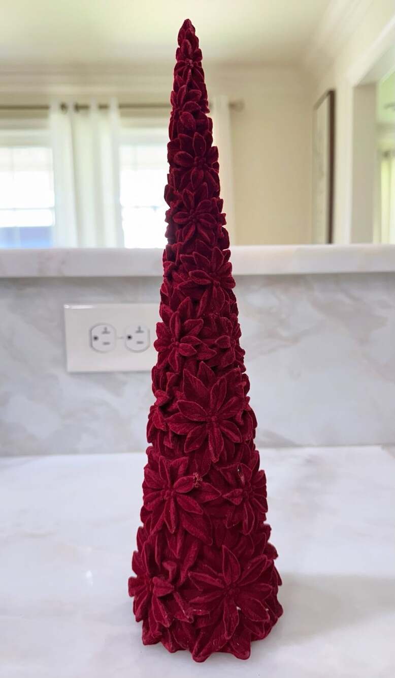 Enchanted Forest Red Velvet Poinsettia Cone Tree